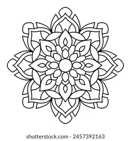 ethnic style simple mandala design for coloring book, yoga logo design
