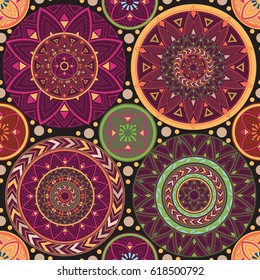 Ethnic style. Texture with mandalas.