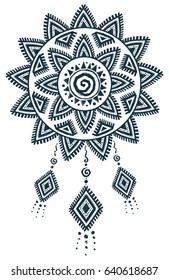 Ethnic style vector hand drawn dream catcher mandala