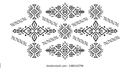 Ethnic style vector illustration African ornament Polynesian handicraft Scandinavian embroidery