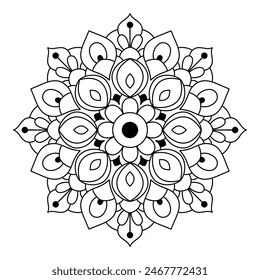 Vector de estilo étnico diseño mandala para colorear libro, relajante y simple arte mandala
