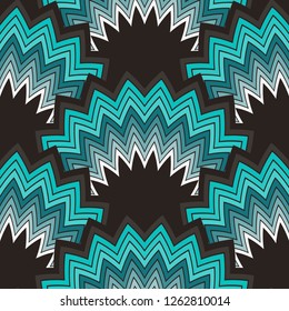 ethnic style waves scales seamless pattern in blue brown shades