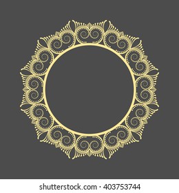 Ethnic stylized vector element. Decorative frames for design. Golden outline ornamental border. Ethnic, tribal pattern print.