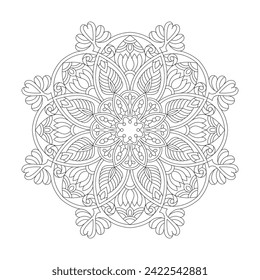 Ethnic Swirling Bliss Mandala Coloring Book Page for kdp Book Interior. Peaceful Petals, Ability to Relax, Brain Experiences, Harmonious Haven, Peaceful Portraits, Blossoming Beauty mandala design.