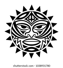 Ethnic Symbol-mask Of The Maori People - Tiki. Thunder-like Is Symbol Of God. Sacrad Tribal Sign In The Polenesian Style For Application Of Tattoos And Moko.