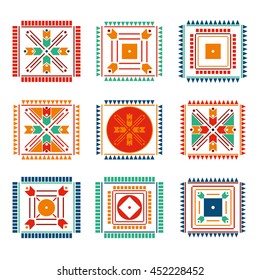 ethnic symbols. geometric logo. Vector set with  tribal, Indian, elements