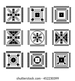 ethnic symbols. geometric logo. Vector set with  tribal, Indian, elements