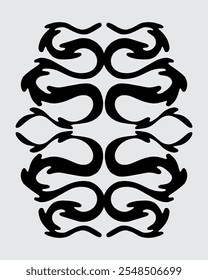 Ethnic symmetrical curve motif singel pattern vector clip art ceramic clothing fashion fabric textile design editable