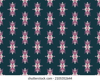 Ethnic symmetrical ornament. Seamless vector textile pattern. Ikat design for fabrics. Abstract folk motive. 