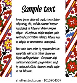 Ethnic template for cards, invitations, banners with Ukrainian national pattern, vector