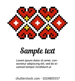 Ethnic template for cards, invitations, banners with Ukrainian embroidery national pattern, vector