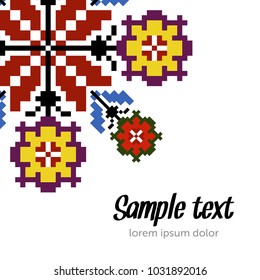 Ethnic template for cards, invitations, banners with Ukrainian national pattern, vector