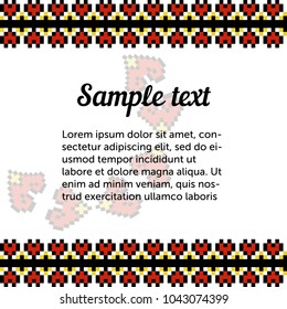 Ethnic template for cards, invitations, banners with Ukrainian embroidery national pattern, vector