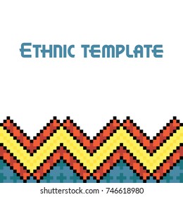 Ethnic template for cards, invitations, banners with Ukrainian national pattern, vector