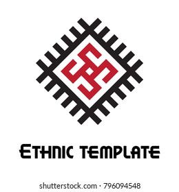 Ethnic template for cards, invitations, banners with Ukrainian national pattern, vector