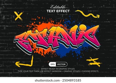 Ethnic Text Effect Graffiti Gradient Style. Editable Text Effect Street Art Theme.