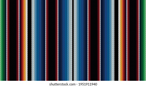 Ethnic textile background. Mexican stripe seamless pattern. Serape mexican blanket. Ornament for Cinco de Mayo fiesta decor. Ethnic, boho, western decor style.