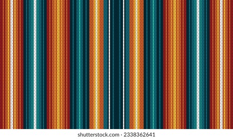 Origen étnico textil. Patrón de rayas mexicanas sin fisuras. Manta mexicana serape. Ornamento para la decoración de la fiesta de Cinco de Mayo. Decoración étnica y occidental. Ilustración del Día del Legado Nativo Estadounidense