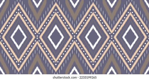 Ethnic textile fabric patterns background. Tribal Ikat geometry fabric seamless pattern vintage retro style. African motif royal luxurious ornate elegant ancient abstract ornament print vector.