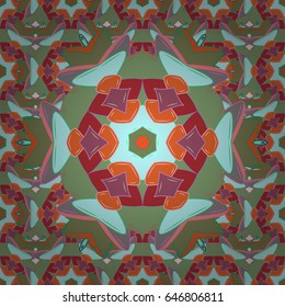 Ethnic texture. Colored mandala pattern, Arabic background. Vector East, Islam, Indian, motif, revival swirling. Vintage decorative ornament on a doodles background. Orient, symmetry lace, wallpaper.