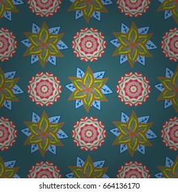 Ethnic texture. Orient, symmetry lace, fabric, wallpaper. Colored mandala pattern, Arabic background. Vintage decorative ornament on background. Vector East, Islam, Indian, motif, revival swirling.