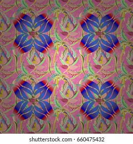 Ethnic texture. Vector East, Islam, Indian, motif, revival swirling. Colored mandala pattern. Orient, symmetry lace, fabric, wallpaper. Vintage decorative ornament on colorful background