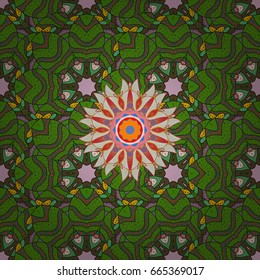 Ethnic texture. Vector East, Islam, Indian, motif, revival swirling. Colored mandala pattern, Arabic background. Orient, symmetry lace, fabric, wallpaper. Vintage decorative ornament on background.