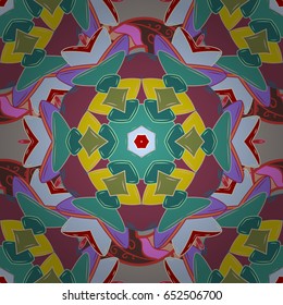 Ethnic texture. Vintage decorative ornament on background. Colored mandala pattern, Arabic background. Vector East, Islam, Indian, motif, revival swirling. Orient, symmetry lace, fabric, wallpaper.