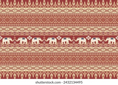 Ethnic Thai Elephant Seamless Pattern.  Vector Illustration for fabric, textile, carpet, tile, wrapping, wallpaper and background