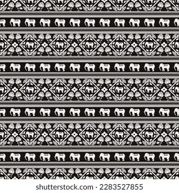 Ethnic Thai traditional elephant pattern.  Design for fabric, carpet, wallpaper, background