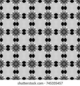 Ethnic theme. Zigzag and stripe line, rhombus and tiles. Vector tribal design in black, white and gray colors. Hand drawn seamless pattern. For textile, wallpaper, wrapping paper.