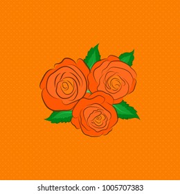 Ethnic towel, henna style. Can be used for greeting card background, fabric, textile. Vector Indian rose flowers and green leaves pattern. Seamless ornament print in brown, orange and green colors.