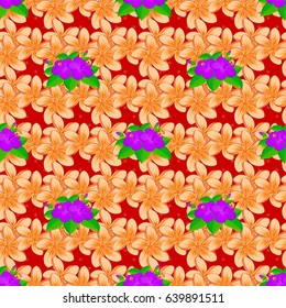 Ethnic towel, henna style. Vector Indian floral hibiscus flowers pattern. Seamless ornament print on a red background. Can be used for greeting business card background, backdrop, textile.