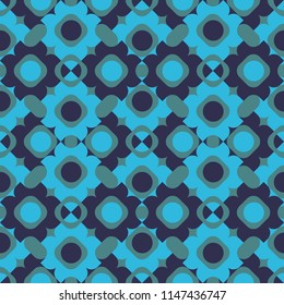 Ethnic tracery for print on textile. Seamless pattern abstract background. Vector illustration. Textile design texture. With saturated shapes in green, blue and gray colors.