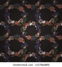 Ethnic tracery for print on textile. Textile design texture. Vector illustration. With saturated shapes in pink, blue and gray colors. Seamless pattern abstract background.