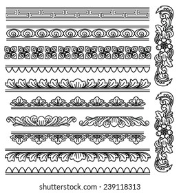 Ethnic traditiolnal borders. Indonesian art. Vector file EPS10.