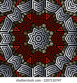 Patrón étnico tradicional hermoso y sin costura. Fondo vector de moda ornamental. Resumen tribal colorido zigzag mandalas. Ornamentos modernos. Repetir el fondo con patrones ornamentales. Textura sin fin.