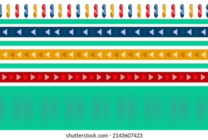Ethnic traditional design pattern for background, carpet, wallpaper, clothing, wrapping, batik, fabric, vector illustration oriental geometric colorful feathers embroidery style.