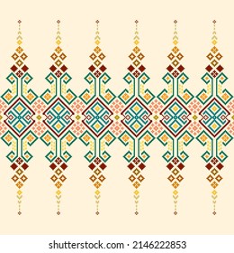 Ethnische traditionelle Design-Muster für Hintergrund, Teppich, Tapete, Kleidung, Umhüllung, Batik, Stoff, Vektorgrafik orientalische geometrische Turmdiamanten Stickereien Stil.