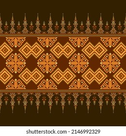 Ethnic traditional design pattern for background, carpet, wallpaper, clothing, wrapping, batik, fabric, vector illustration oriental geometric art carpet embroidery style.