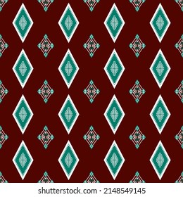 Patrón de diseño étnico tradicional para el fondo, alfombra, papel pintado, ropa, envoltura, batik, tela, ilustración vectorial, diamantes de línea de arte geométrico oriental estilo bordado.