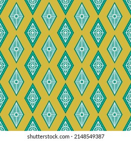 Ethnic traditional design pattern for background, carpet, wallpaper, clothing, wrapping, batik, fabric, vector illustration oriental geometric art diamonds embroidery style.