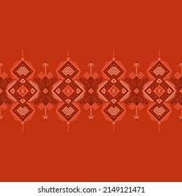 Patrón de diseño tradicional étnico para fondo, alfombra, papel pintado, ropa, envoltura, batik, tela, ilustración vectorial estilo de bordado de flores de arte geométrico oriental.