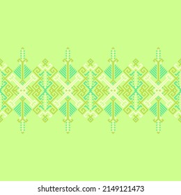 Patrón de diseño étnico tradicional para el fondo, alfombra, papel pintado, ropa, envoltura, batik, tela, ilustración vectorial del arte geométrico oriental deja estilo bordado.