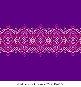 Patrón de diseño tradicional étnico para fondo, alfombra, papel pintado, ropa, envoltura, batik, tela, ilustración vectorial estilo de bordado de línea de arte geométrico oriental.