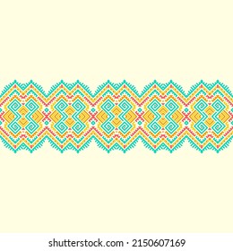 Ethnic traditional design pattern for background, carpet, wallpaper, clothing, wrapping, batik, fabric, vector illustration oriental geometric art pastel embroidery style.