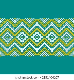 Patrón de diseño étnico tradicional para el fondo, alfombra, papel pintado, ropa, envoltura, batik, tela, ilustración vectorial, estilo de bordado de diamantes de arte geométrico oriental.