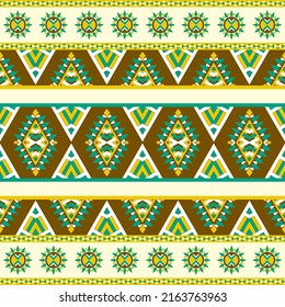 Patrón de diseño tradicional étnico para fondo, alfombra, papel pintado, ropa, envoltura, batik, tela, ilustración vectorial, diamantes de arte geométrico oriental y estilo de bordado de círculo de sol de arte.