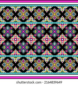 Patrón de diseño tradicional étnico para fondo, alfombra, papel pintado, ropa, envoltura, batik, tela, ilustración vectorial arte geométrico oriental estilo moderno de bordado de rombo y cubierta de línea.