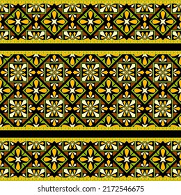 Patrón de diseño tradicional étnico para fondo, alfombra, papel pintado, ropa, envoltura, batik, tela, ilustración vectorial, diamantes de cristal de arte geométrico oriental y estilo de bordado de diamantes de flores.